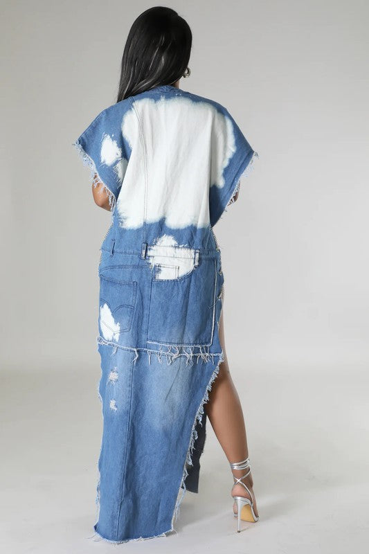 TIE DYE WASHED DENIM CHAIN VEST