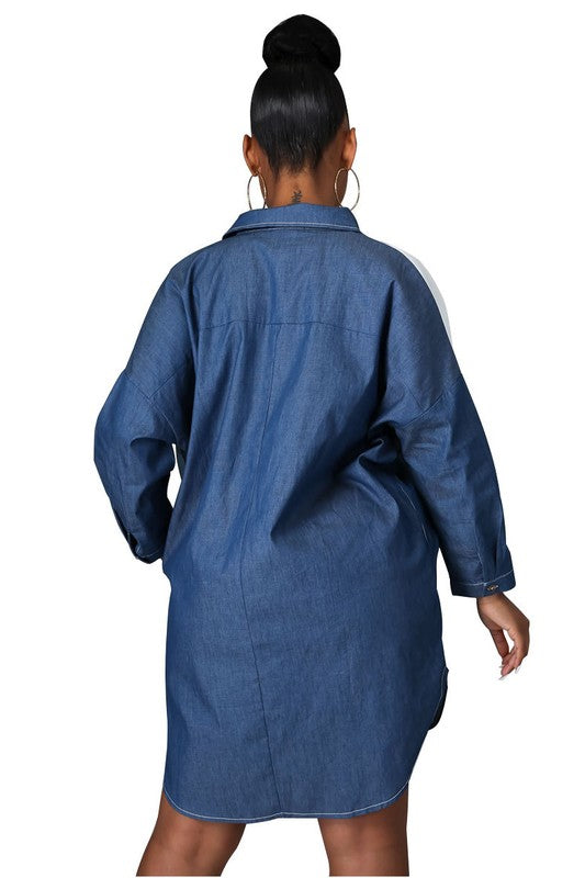 BUTTON DOWN DENIM DRESS SHIRT