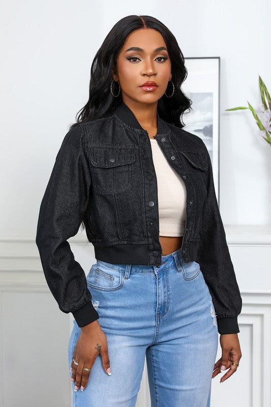 BOMBER STYLE DENIM JACKET