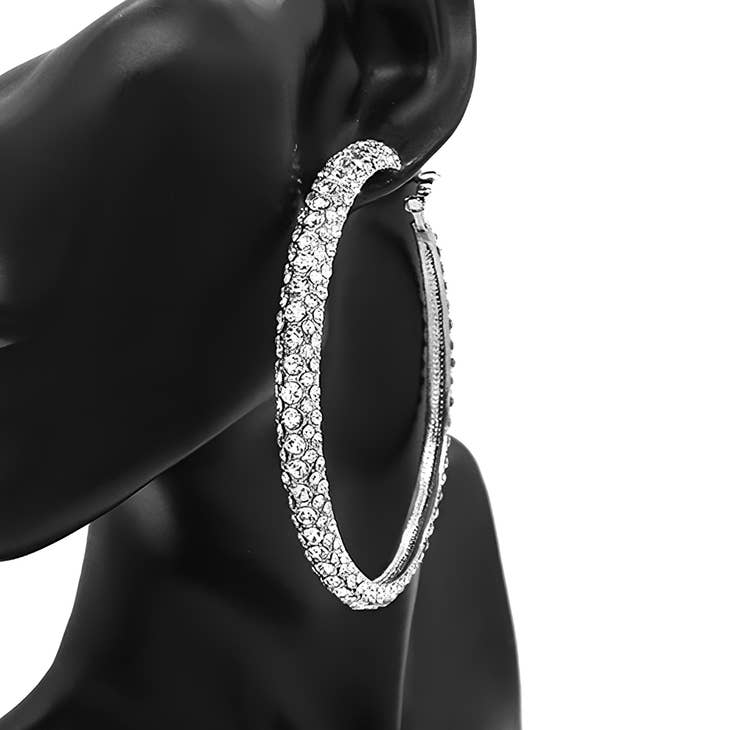 She's A Gem 80mm 3D Rhinestone Hoop Earrings