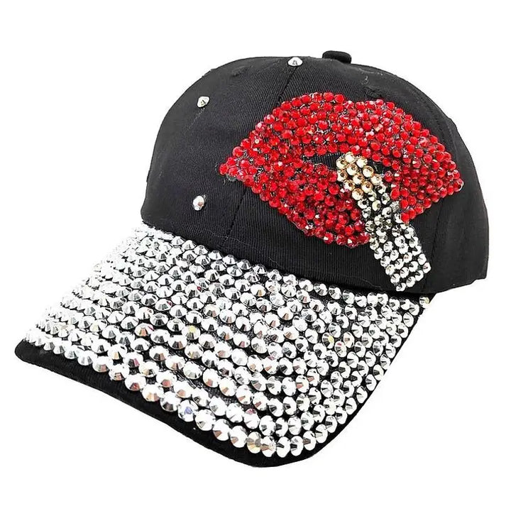 Lipstick Lip Rhinestone Cap