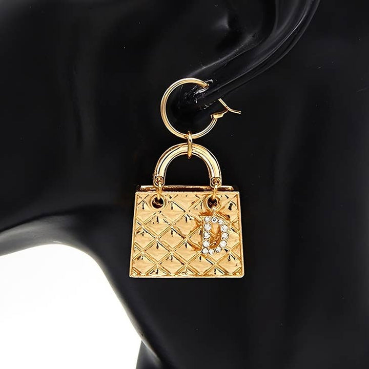 She's A Gem D Quilted Metal Handbag Earrings