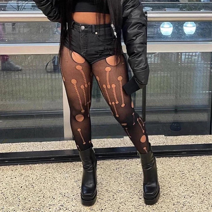 All Over Cut Out Leggings - Black
