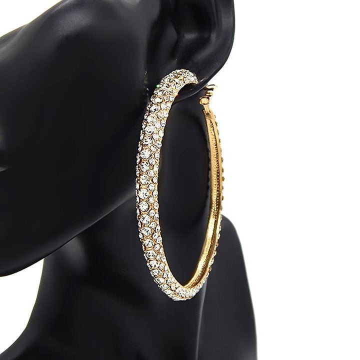 She's A Gem 80mm 3D Rhinestone Hoop Earrings