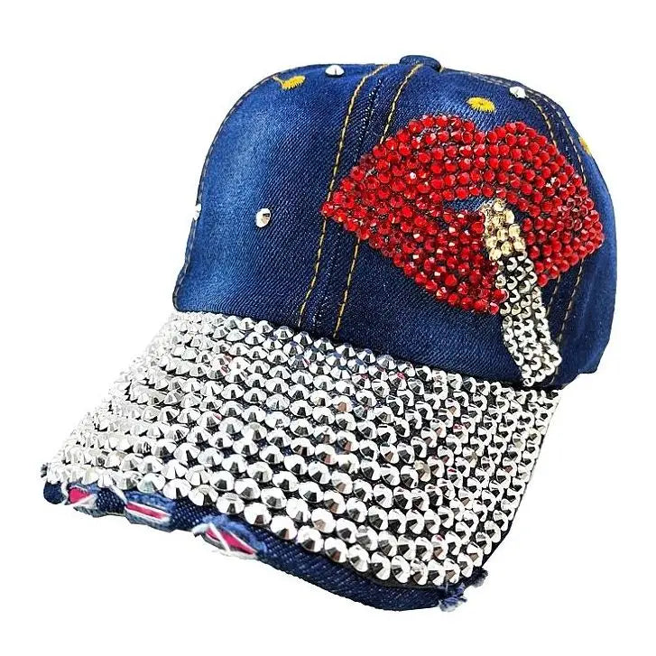 Lipstick Lip Rhinestone Cap