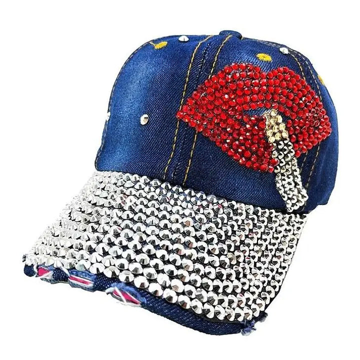 Lipstick Lip Rhinestone Cap