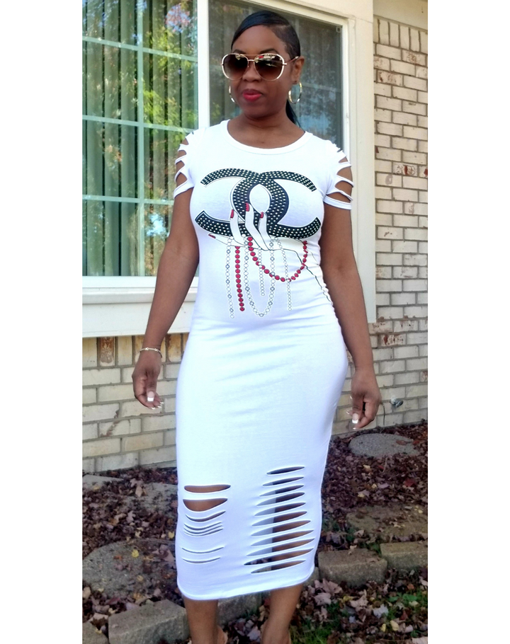 "C" Me Maxi Dress-White