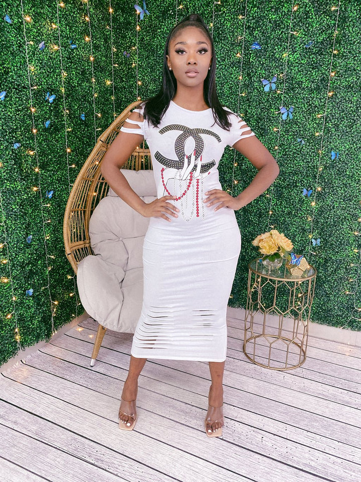 "C" Me Maxi Dress-White