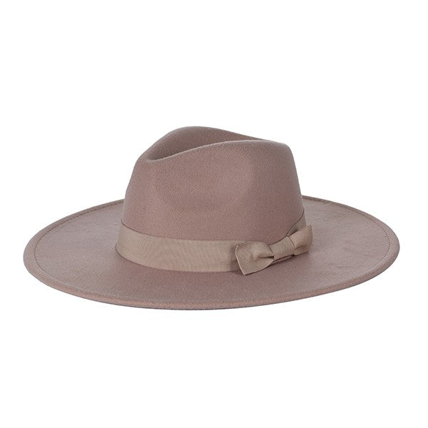 Wide Brim Ribbon Fedora Hat