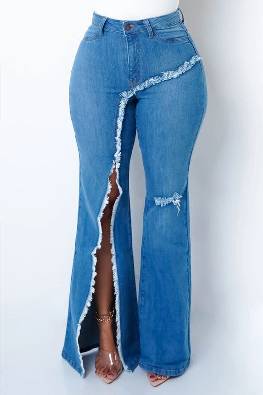 SPLIT DENIM JEANS