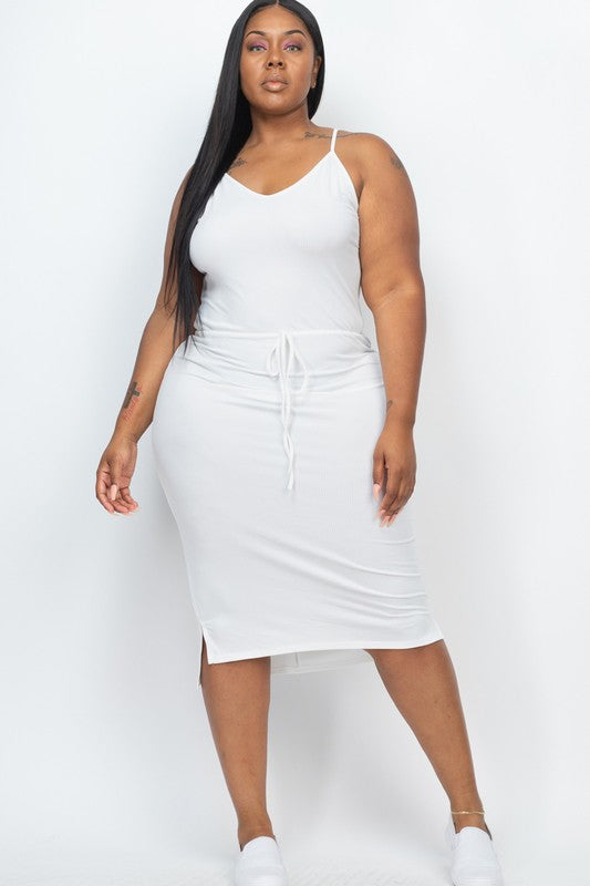 Curvy Front Tied Ribbon Midi Dress