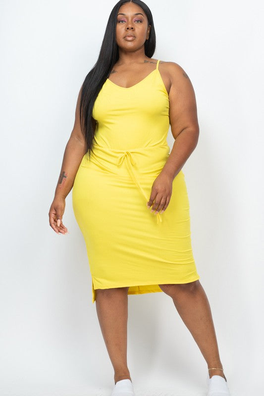 Curvy Front Tied Ribbon Midi Dress