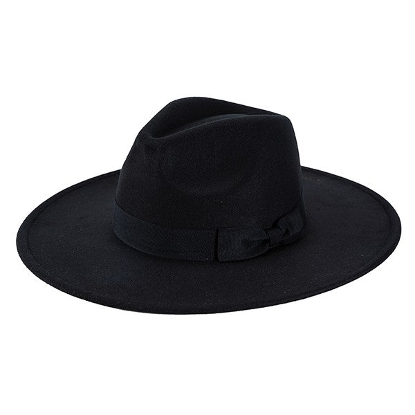 Wide Brim Ribbon Fedora Hat