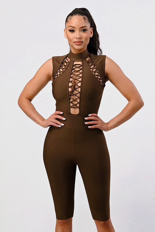 CRIS CROSS SEXY BANDAGE ROMPER