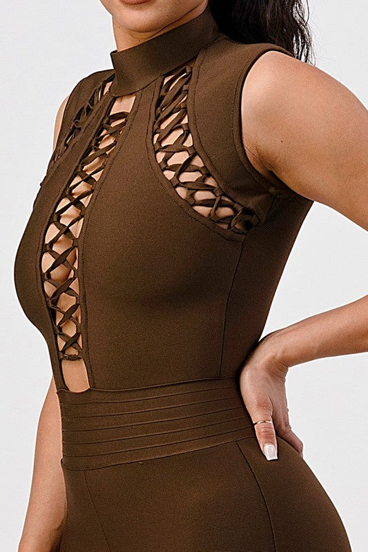 CRIS CROSS SEXY BANDAGE ROMPER