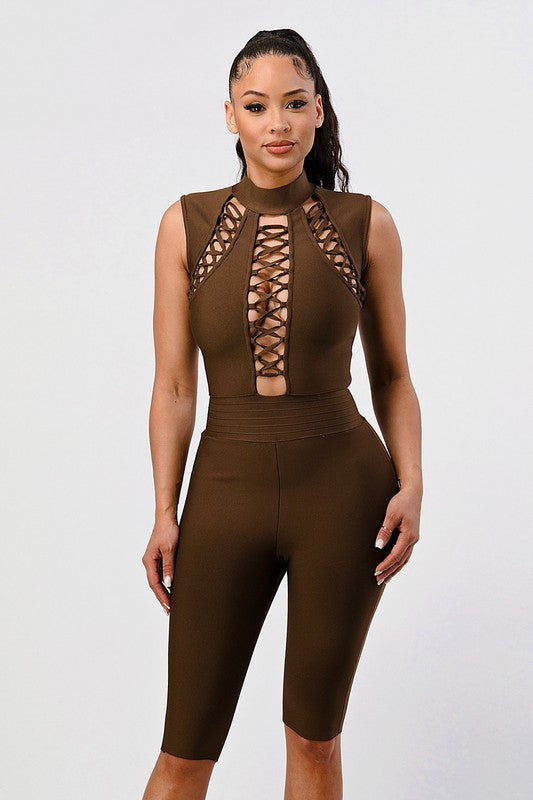 CRIS CROSS SEXY BANDAGE ROMPER