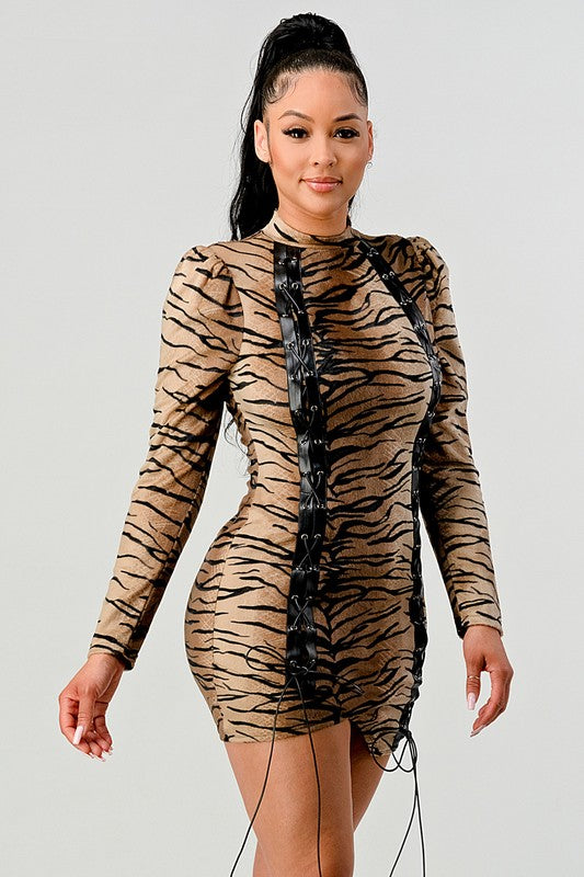 Eye of the Tiger transition animal print mini dress