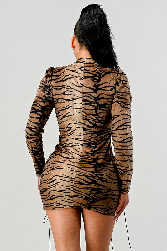 Eye of the Tiger transition animal print mini dress