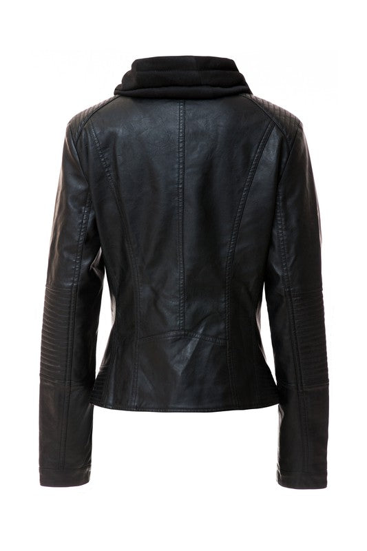 On Trend Hood PU Leather Jacket