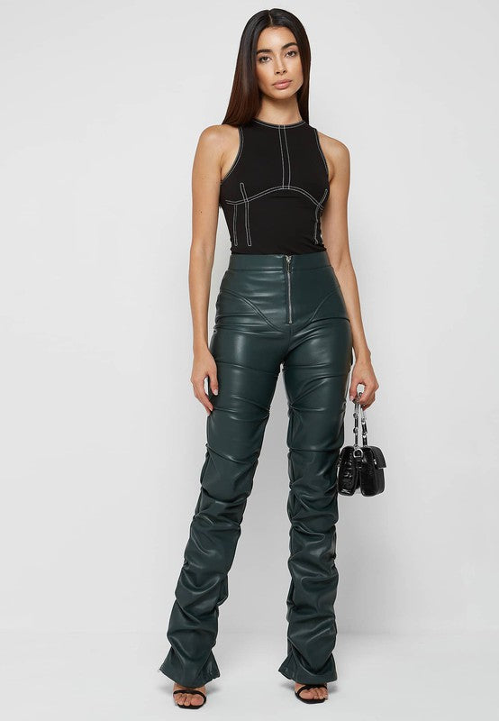 IN MY PHEELINGS PU LEATHER PANTS OLIVE