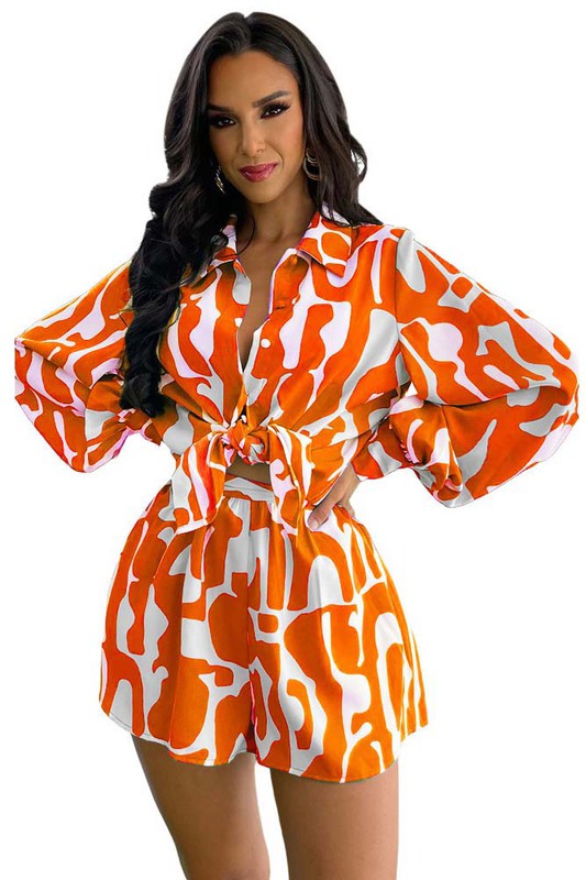 GIRLS TRIP SUMMER TWO PIECE SET-ORANGE