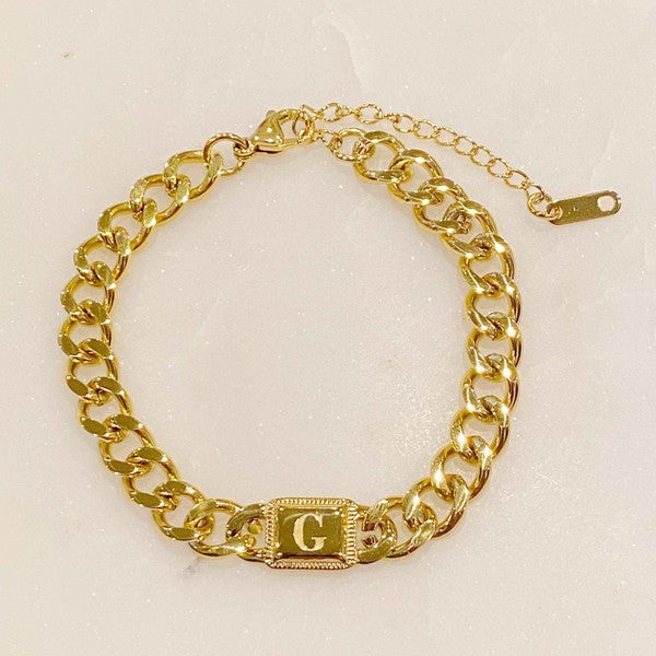 Uptown Cuban Chain Initial Bracelet