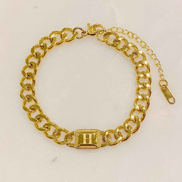 Uptown Cuban Chain Initial Bracelet