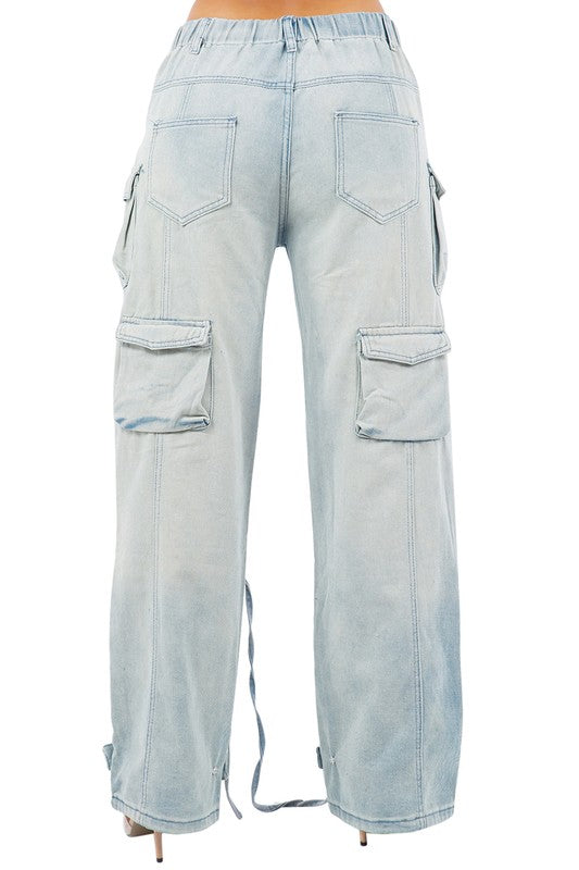 CITY GIRL CARGO STYLE DENIM PANTS