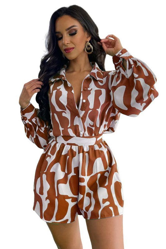 GIRLS TRIP SUMMER TWO PIECE SET-BROWN