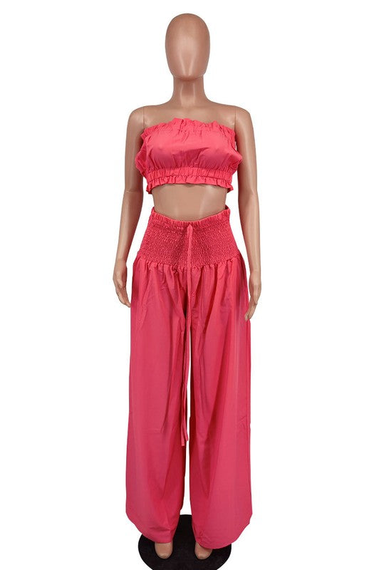 ELEGANT CROP TOP AND HIGH RISE PANT SET