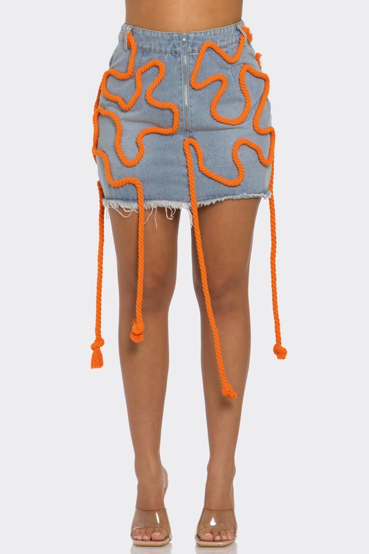 Tangerine Trace Denim Skirt