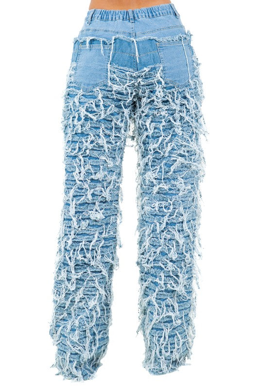 EVERYTHING SHREDDED DENIM PANTS