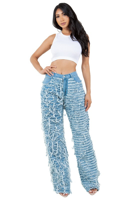 EVERYTHING SHREDDED DENIM PANTS