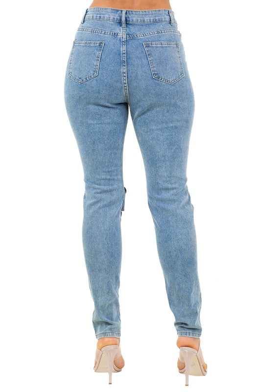 LACED AND CURVY STYLE DENIM PANTS