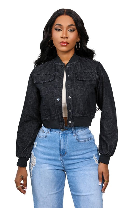 BOMBER STYLE DENIM JACKET