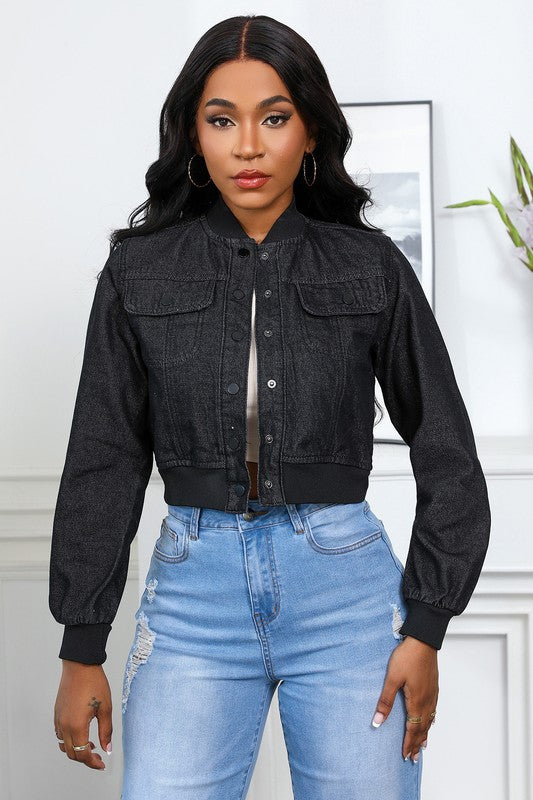 BOMBER STYLE DENIM JACKET