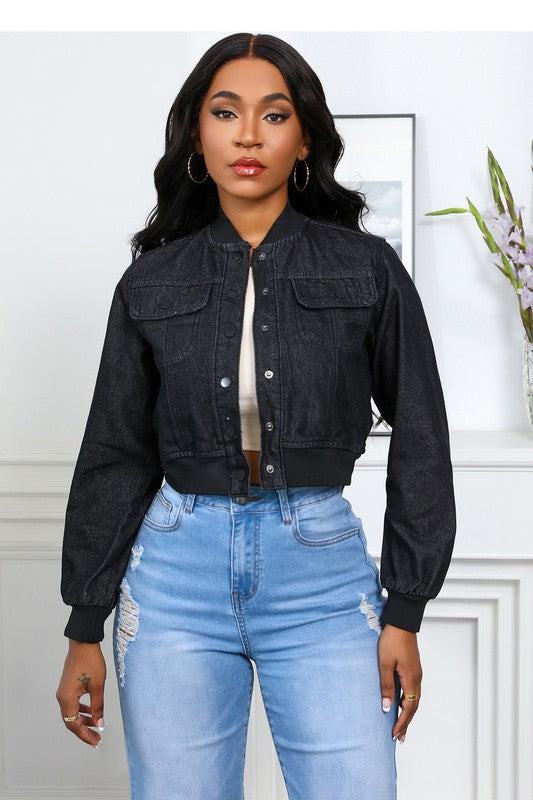 BOMBER STYLE DENIM JACKET