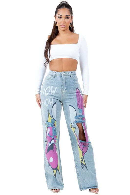 CARTOON STREET DENIM PANTS