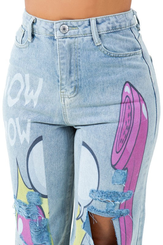 CARTOON STREET DENIM PANTS