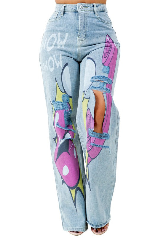 CARTOON STREET DENIM PANTS