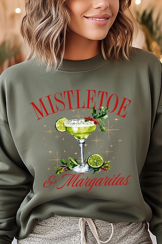 Mistletoe & Margaritas Graphic Fleece Sweatshirts