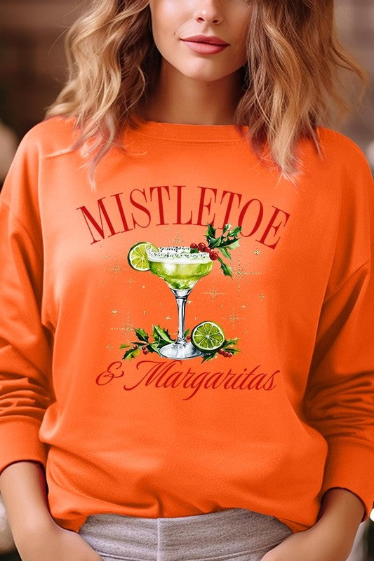 Mistletoe & Margaritas Graphic Fleece Sweatshirts