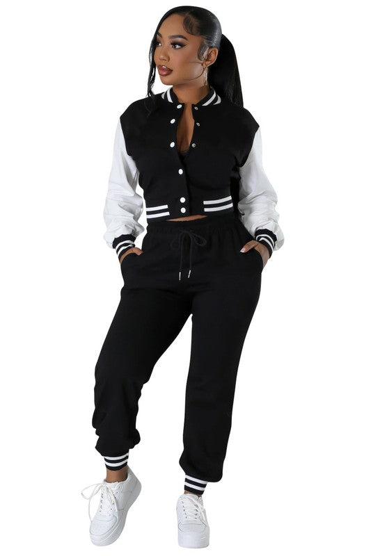 BOMBER VARSITY TWO PIECE PANT SET