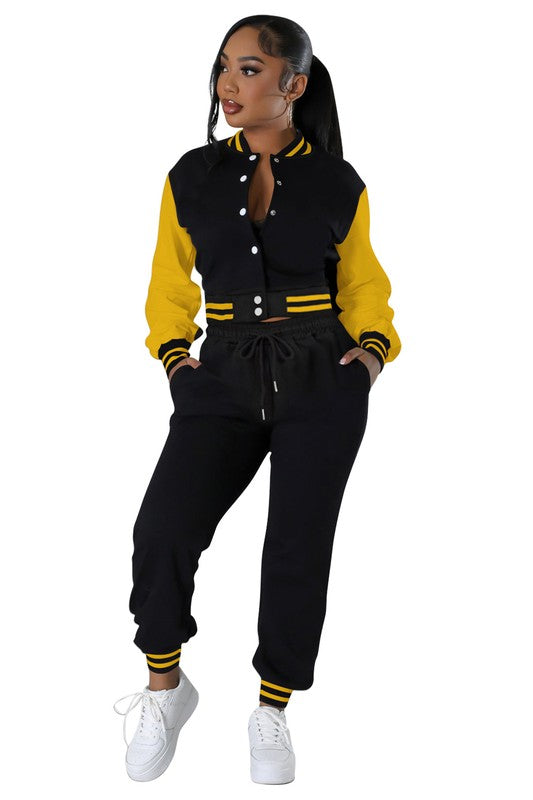 BOMBER VARSITY TWO PIECE PANT SET