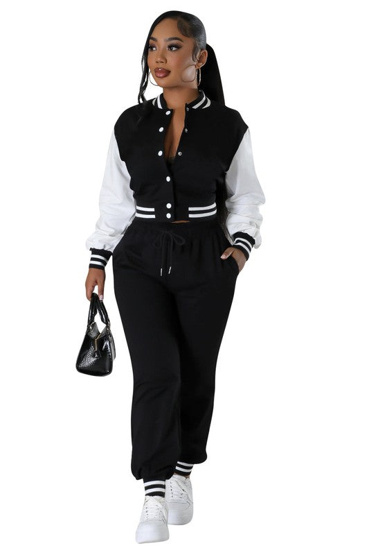 BOMBER VARSITY TWO PIECE PANT SET