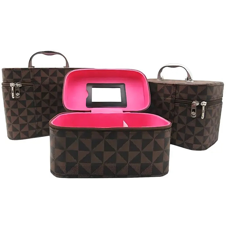 Monogram 3 Piece Makeup Case Brown