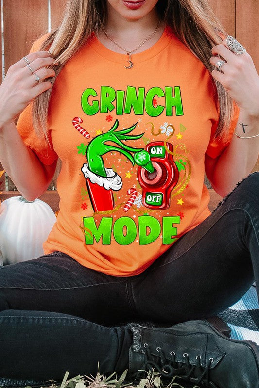 GRINCH MODE ON AND OFF CHRISTMAS GRAPHIC TEE