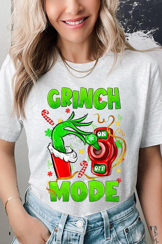 GRINCH MODE ON AND OFF CHRISTMAS GRAPHIC TEE