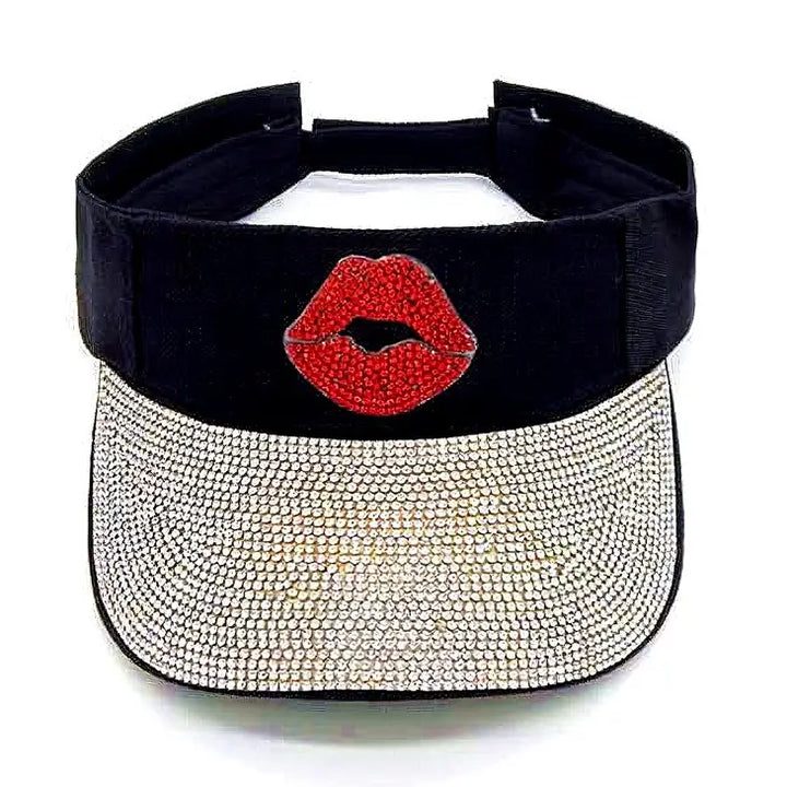 Lip Rhinestone Cotton Sun Visor Hat