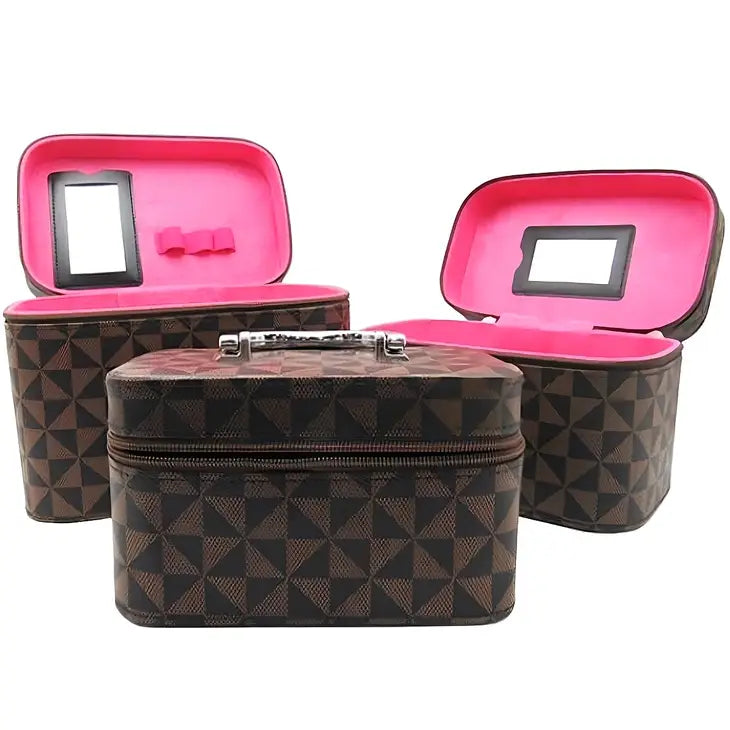 Monogram 3 Piece Makeup Case Brown